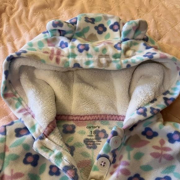 Carter’s Fleece Hooded Romper - Picture 3 of 6